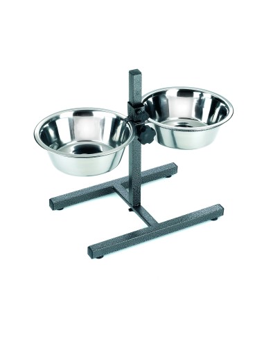 COMEDERO DOBLE REGULABLE 25cm 2 X 2,6 l