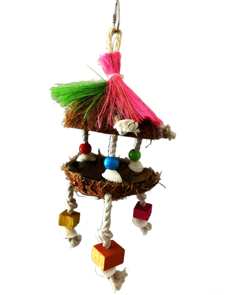 JUGUETE INTERACTIVO COCO/FIBRAS/CONCHAS 28x10 CM