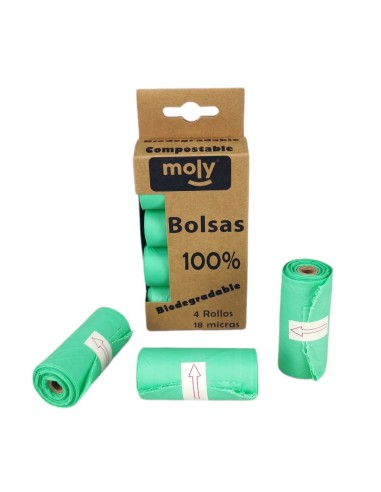 BOLSITAS 100% COMPOSTABLE PACK 4 ROLLOS 18 MICRAS
