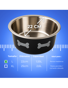 Comedero Doble Regulable en Altura para Perros – 2 Cuencos de 1.55 L (22 cm) Moly -  2