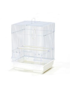 Jaula Cuadrada Desmontable para Pájaros Moly 35x28x46 cm – Con Comederos, Bandeja Extraíble y Colores Variados - 